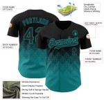 3D Jersey Farbverlauf Quadrat Schwarz Baseball Teal Muster Formen Authentisches Design Custom 3D Jersey Farbverlauf Quadrat Schwarz Baseball Teal Muster Formen Authentisches Design Custom
