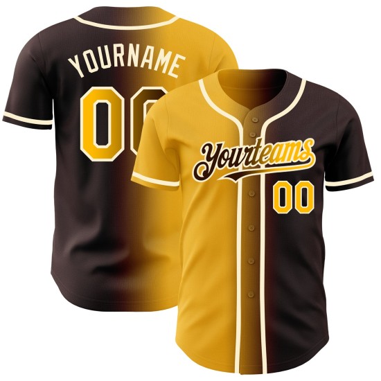 Gradient Fashion Custom Authentic Braun Gold-Creme Jersey Baseball Gradient Fashion Custom Authentic Braun Gold-Creme Jersey Baseball