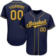Benutzerdefiniertes authentisches Baseball-Trikot in Marineblau und Gold