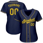 Benutzerdefiniertes authentisches Baseball-Trikot in Marineblau und Gold Benutzerdefiniertes authentisches Baseball-Trikot in Marineblau und Gold