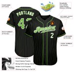 Benutzerdefinierte schwarz neongrün Nadelstreifen neongrün-weiß authentische Baseball Jersey Benutzerdefinierte schwarz neongrün Nadelstreifen neongrün-weiß authentische Baseball Jersey