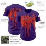 Tropfendes benutzerdefiniertes Muster Baseball Jersey Lila Authentisches 3D Orange Art Splatter Design Tropfendes benutzerdefiniertes Muster Baseball Jersey Lila Authentisches 3D Orange Art Splatter Design