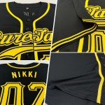 Benutzerdefiniertes authentisches Baseballtrikot in Schwarz und Gold Benutzerdefiniertes authentisches Baseballtrikot in Schwarz und Gold