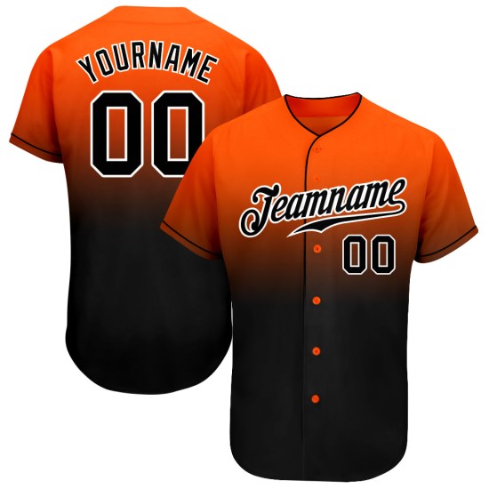 Benutzerdefinierte Orange Schwarz-Weiß Authentic Fade Fashion Baseball Jersey Benutzerdefinierte Orange Schwarz-Weiß Authentic Fade Fashion Baseball Jersey