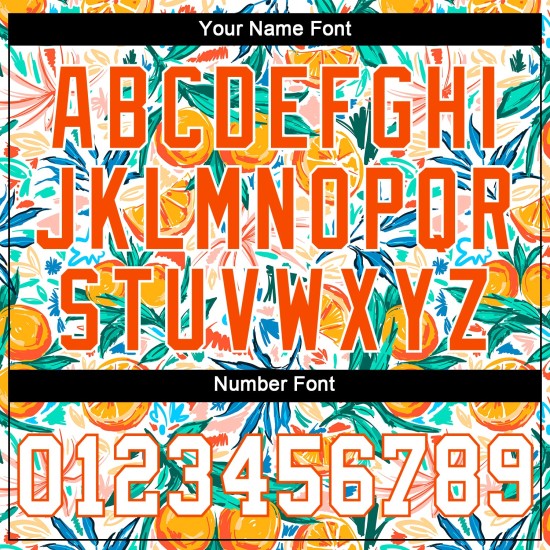 Benutzerdefinierte Weiß Orange 3D Muster Design Obst Authentische Baseball Jersey Benutzerdefinierte Weiß Orange 3D Muster Design Obst Authentische Baseball Jersey