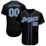 Benutzerdefiniertes schwarzes hellblau-weißes authentisches Baseball-Trikot Benutzerdefiniertes schwarzes hellblau-weißes authentisches Baseball-Trikot