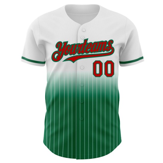 Fashion Jersey Nadelstreifen Baseball Fade Authentic Grün Rot-Kelly Weiß Custom Fashion Jersey Nadelstreifen Baseball Fade Authentic Grün Rot-Kelly Weiß Custom