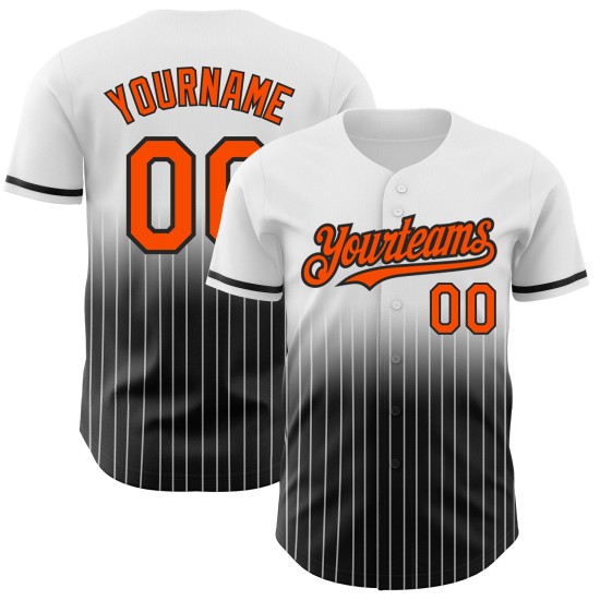 Fade Authentic Fashion Baseball Weiß Nadelstreifen Jersey Orange-Schwarz Custom Fade Authentic Fashion Baseball Weiß Nadelstreifen Jersey Orange-Schwarz Custom