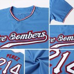 Benutzerdefiniertes authentisches Baseball-Trikot in Puderblau, Weiß und Rot Benutzerdefiniertes authentisches Baseball-Trikot in Puderblau, Weiß und Rot