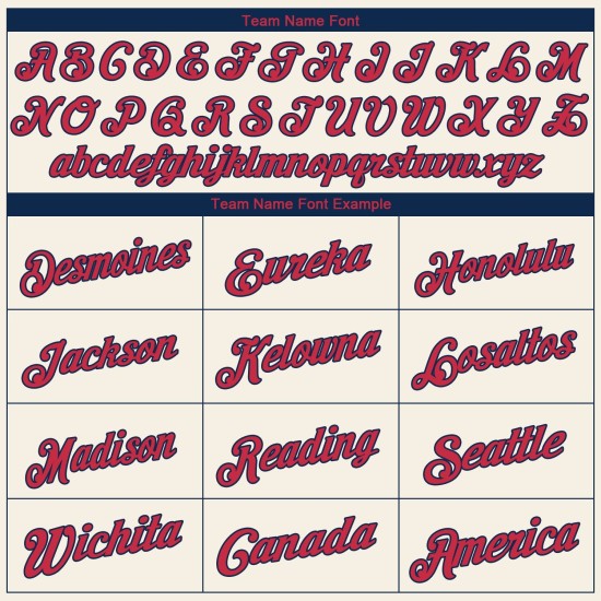 Benutzerdefiniertes authentisches Baseball-Trikot in Creme-Rot-Marineblau Benutzerdefiniertes authentisches Baseball-Trikot in Creme-Rot-Marineblau