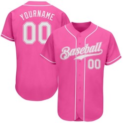 Benutzerdefiniertes authentisches rosa-weißes Baseball-Trikot