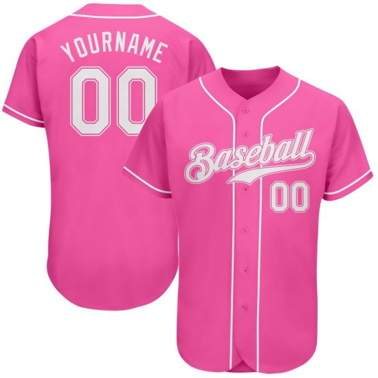 Benutzerdefiniertes authentisches rosa-weißes Baseball-Trikot Benutzerdefiniertes authentisches rosa-weißes Baseball-Trikot