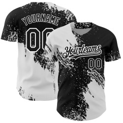 Design Muster 3D Baseball Stroke Authentic Custom Jersey Pinsel Weiß Schwarz Abstrakt
