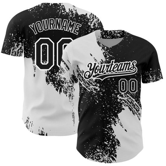 Design Muster 3D Baseball Stroke Authentic Custom Jersey Pinsel Weiß Schwarz Abstrakt Design Muster 3D Baseball Stroke Authentic Custom Jersey Pinsel Weiß Schwarz Abstrakt
