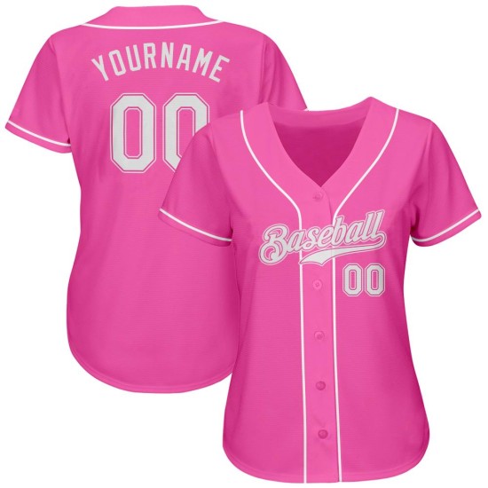 Benutzerdefiniertes authentisches rosa-weißes Baseball-Trikot Benutzerdefiniertes authentisches rosa-weißes Baseball-Trikot