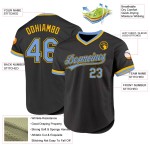 Leichtes authentisches schwarzes Throwback Custom Baseball Jersey Blau-Gold Leichtes authentisches schwarzes Throwback Custom Baseball Jersey Blau-Gold