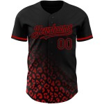 Design Schwarz Verblassen Benutzerdefinierte Leopard 3D Muster Authentische Jersey Druck Baseball Mode Rot Design Schwarz Verblassen Benutzerdefinierte Leopard 3D Muster Authentische Jersey Druck Baseball Mode Rot