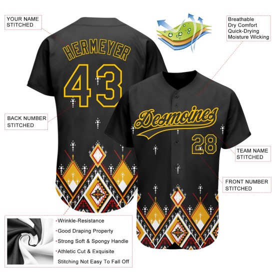 Gelb Schwarz Design Authentische Baseball Muster Stil Ethnische Jersey Afrikanische Gelb Schwarz Design Authentische Baseball Muster Stil Ethnische Jersey Afrikanische