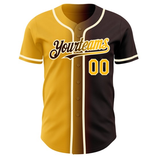 Gradient Fashion Custom Authentic Braun Gold-Creme Jersey Baseball Gradient Fashion Custom Authentic Braun Gold-Creme Jersey Baseball