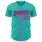 Benutzerdefinierte Aqua Weiß Nadelstreifen Pink-Navy Authentic Baseball Jersey Benutzerdefinierte Aqua Weiß Nadelstreifen Pink-Navy Authentic Baseball Jersey