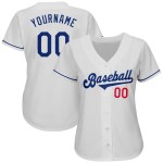 Benutzerdefiniertes authentisches weißes und königsrotes Baseballtrikot Benutzerdefiniertes authentisches weißes und königsrotes Baseballtrikot