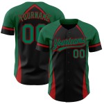 Curve Pattern Custom Solid Authentic 3D Grün-Rot Design Schwarz Kelly Jersey Baseball Curve Pattern Custom Solid Authentic 3D Grün-Rot Design Schwarz Kelly Jersey Baseball