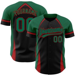 Curve Pattern Custom Solid Authentic 3D Grün-Rot Design Schwarz Kelly Jersey Baseball