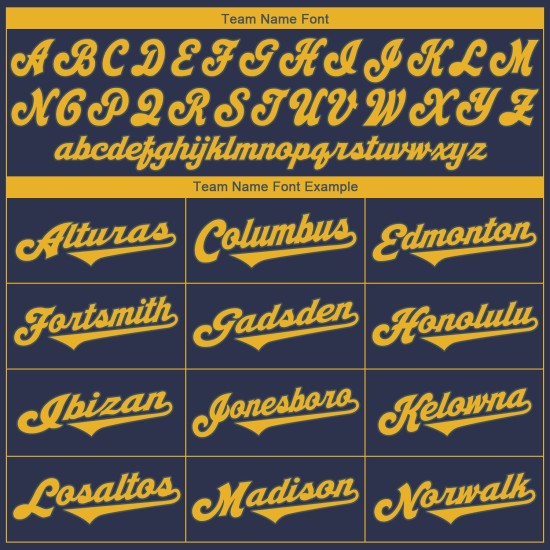 Benutzerdefiniertes authentisches Baseball-Trikot in Marineblau und Gold Benutzerdefiniertes authentisches Baseball-Trikot in Marineblau und Gold