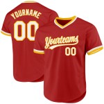 Throwback Baseball Authentic Red Jersey Custom Weiß-Gold Throwback Baseball Authentic Red Jersey Custom Weiß-Gold
