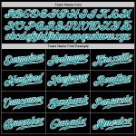 Benutzerdefiniertes authentisches Baseball-Trikot in Schwarz, Aqua, Nadelstreifen, Blaugrün und Weiß Benutzerdefiniertes authentisches Baseball-Trikot in Schwarz, Aqua, Nadelstreifen, Blaugrün und Weiß