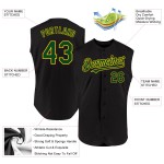 Authentisches Baseball-Trikot in Schwarz, Grün und Gelb, ärmellos, individuell Authentisches Baseball-Trikot in Schwarz, Grün und Gelb, ärmellos, individuell