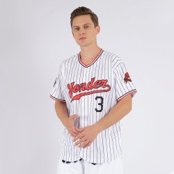 Benutzerdefiniertes weißes schwarzes Nadelstreifen-rot-schwarzes authentisches Baseball-Trikot Benutzerdefiniertes weißes schwarzes Nadelstreifen-rot-schwarzes authentisches Baseball-Trikot
