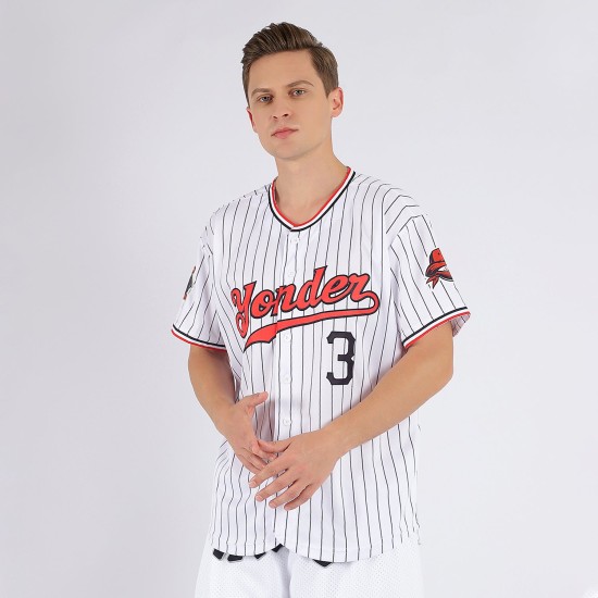 Benutzerdefiniertes weißes schwarzes Nadelstreifen-rot-schwarzes authentisches Baseball-Trikot Benutzerdefiniertes weißes schwarzes Nadelstreifen-rot-schwarzes authentisches Baseball-Trikot