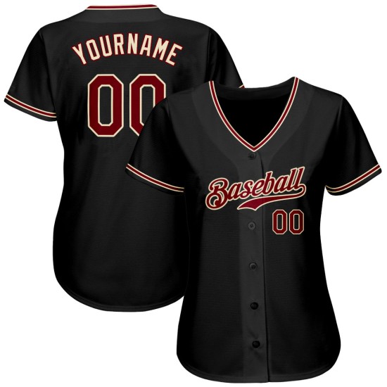 Benutzerdefiniertes schwarzes Crimson-City Cream Authentic Baseball-Trikot Benutzerdefiniertes schwarzes Crimson-City Cream Authentic Baseball-Trikot