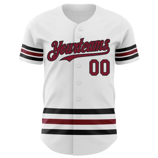 Crimson-Schwarz Baseball Jersey Weiß Authentic Line Custom Crimson-Schwarz Baseball Jersey Weiß Authentic Line Custom