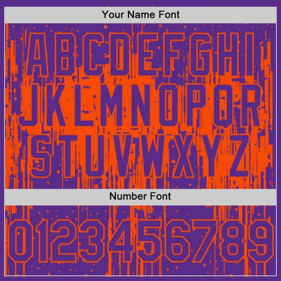 Tropfendes benutzerdefiniertes Muster Baseball Jersey Lila Authentisches 3D Orange Art Splatter Design Tropfendes benutzerdefiniertes Muster Baseball Jersey Lila Authentisches 3D Orange Art Splatter Design