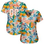 Benutzerdefinierte Weiß Orange 3D Muster Design Obst Authentische Baseball Jersey Benutzerdefinierte Weiß Orange 3D Muster Design Obst Authentische Baseball Jersey