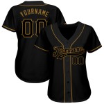 Benutzerdefiniertes authentisches Baseball-Trikot in Schwarz-Altgold Benutzerdefiniertes authentisches Baseball-Trikot in Schwarz-Altgold
