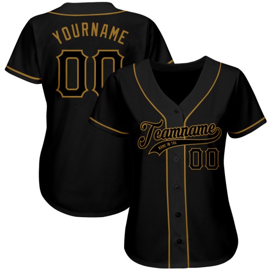 Benutzerdefiniertes authentisches Baseball-Trikot in Schwarz-Altgold Benutzerdefiniertes authentisches Baseball-Trikot in Schwarz-Altgold