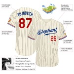 Benutzerdefinierte Creme Schwarz Nadelstreifen Rot-Royal Authentic Baseball Jersey Benutzerdefinierte Creme Schwarz Nadelstreifen Rot-Royal Authentic Baseball Jersey