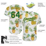 Benutzerdefiniertes weißes Kelly Green-Gold 3D-Musterdesign Hawaii Ananas Authentic Baseball Jersey Benutzerdefiniertes weißes Kelly Green-Gold 3D-Musterdesign Hawaii Ananas Authentic Baseball Jersey
