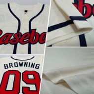 Benutzerdefiniertes authentisches Baseball-Trikot in Creme-Rot-Marineblau Benutzerdefiniertes authentisches Baseball-Trikot in Creme-Rot-Marineblau