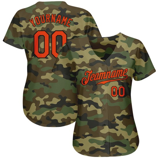Benutzerdefiniertes Camo Orange-Schwarz Authentic Salute To Service Baseball-Trikot Benutzerdefiniertes Camo Orange-Schwarz Authentic Salute To Service Baseball-Trikot