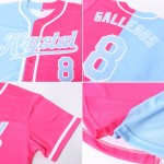 Benutzerdefiniertes rosa hellblau-weißes authentisches Split Fashion Baseball-Trikot Benutzerdefiniertes rosa hellblau-weißes authentisches Split Fashion Baseball-Trikot