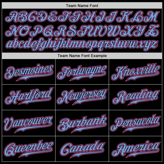 Benutzerdefiniertes schwarzes hellblaues Nadelstreifen-pink-hellblaues authentisches Baseball-Trikot Benutzerdefiniertes schwarzes hellblaues Nadelstreifen-pink-hellblaues authentisches Baseball-Trikot