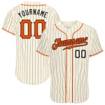 Benutzerdefinierte Creme Schwarz Nadelstreifen Orange-Schwarz Authentic Baseball Jersey Benutzerdefinierte Creme Schwarz Nadelstreifen Orange-Schwarz Authentic Baseball Jersey