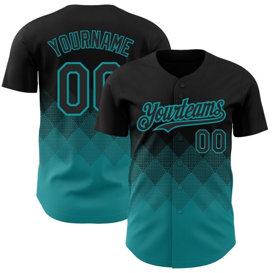 3D Jersey Farbverlauf Quadrat Schwarz Baseball Teal Muster Formen Authentisches Design Custom 3D Jersey Farbverlauf Quadrat Schwarz Baseball Teal Muster Formen Authentisches Design Custom