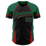 Curve Pattern Custom Solid Authentic 3D Grün-Rot Design Schwarz Kelly Jersey Baseball Curve Pattern Custom Solid Authentic 3D Grün-Rot Design Schwarz Kelly Jersey Baseball