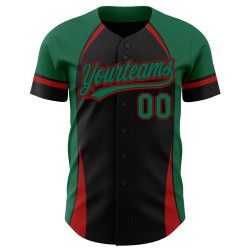 Curve Pattern Custom Solid Authentic 3D Grün-Rot Design Schwarz Kelly Jersey Baseball Curve Pattern Custom Solid Authentic 3D Grün-Rot Design Schwarz Kelly Jersey Baseball