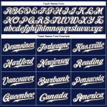 Benutzerdefiniertes authentisches Baseball-Trikot in Marineblau, Weiß und Altgold mit Nadelstreifen Benutzerdefiniertes authentisches Baseball-Trikot in Marineblau, Weiß und Altgold mit Nadelstreifen